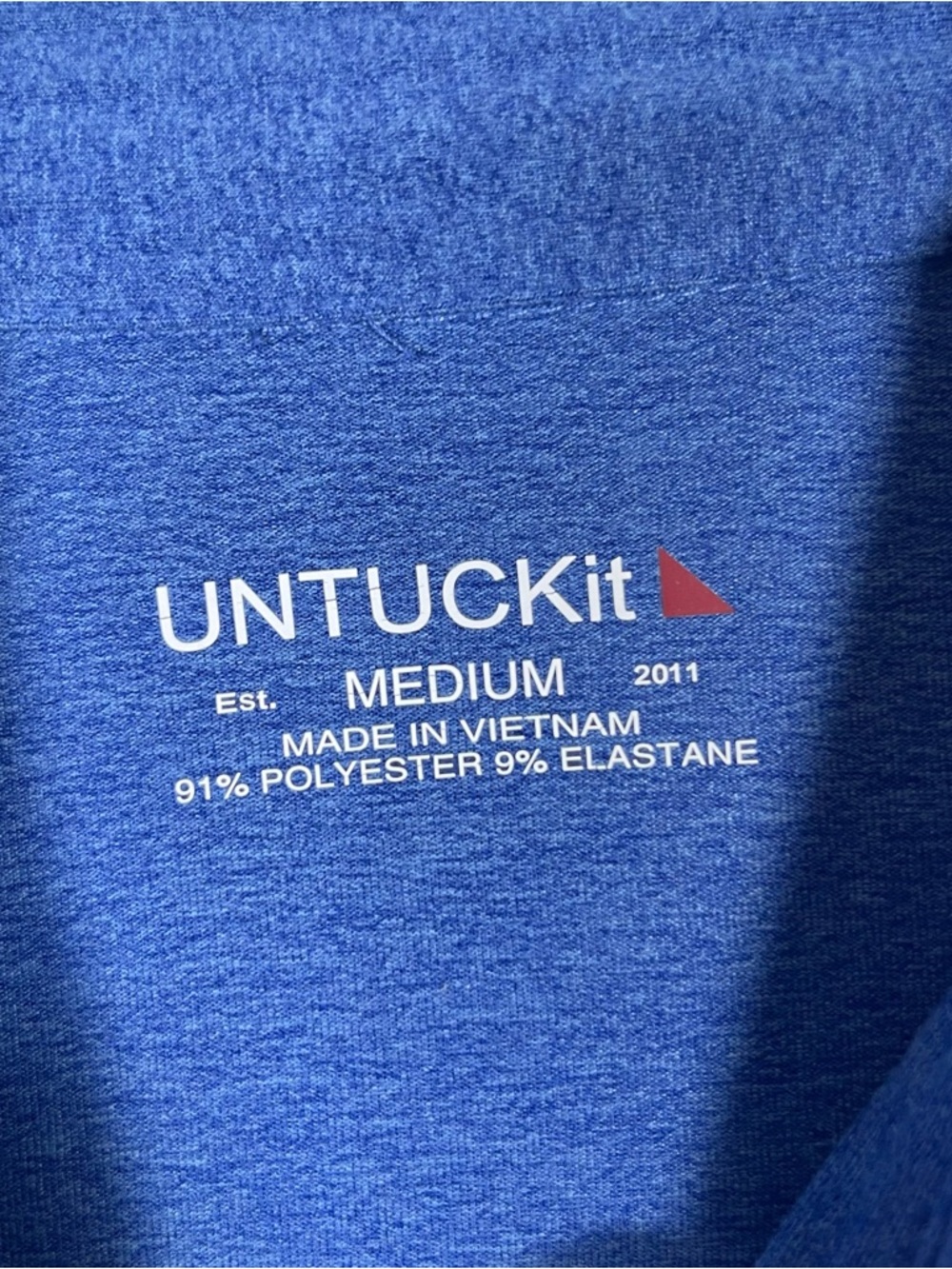 Untuckit Mens Medium Blue Short Sleeve Stretch Polo Preppy Casual Shirt - Picture 7 of 9